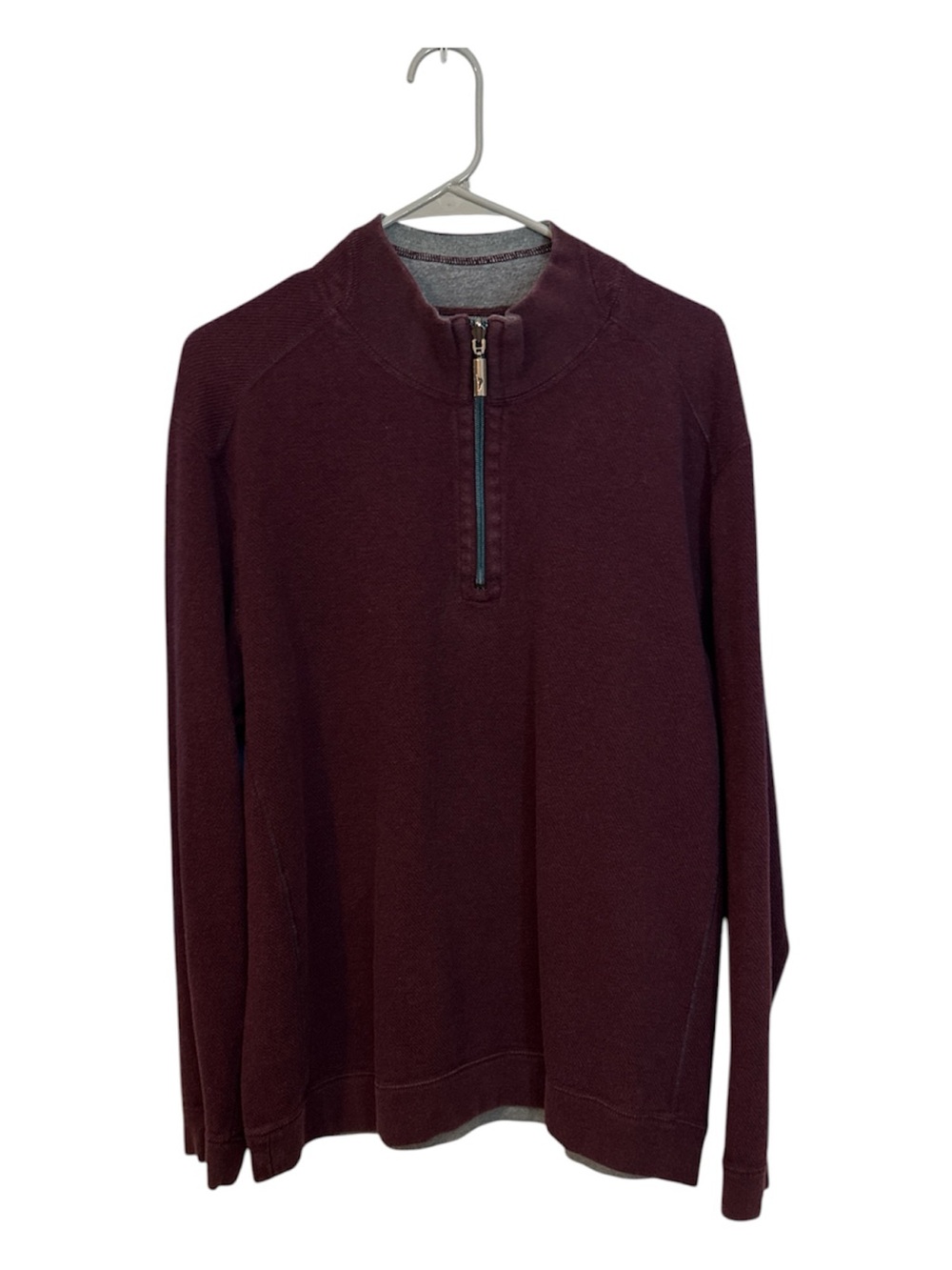 Tommy Bahama Mens Flipshore Half-Zip Reversible Pullover Sweater- Burgundy Gray